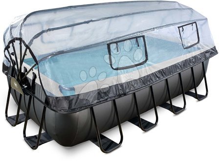 Schwimmbecken- rechteckig - EXIT Black Leather Pool 400x200x100cm mit Sandfilterpumpe und Abdeckung - schwarz - 3