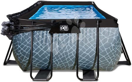 Rectangular Swimming Pools - EXIT Stone Pool 540x250x100cm with sand filter pump and cover - grey - 5