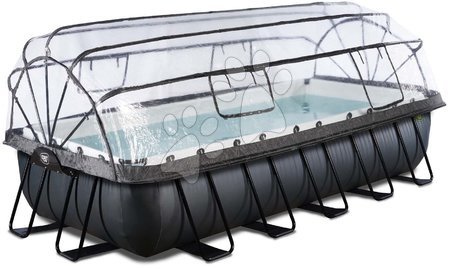 Rectangular Swimming Pools - EXIT Black Leather Pool 540x250x100cm with sand filter pump and cover - black - 5