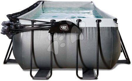 Rectangular Swimming Pools - EXIT Black Leather Pool 540x250x100cm with sand filter pump and cover - black - 4