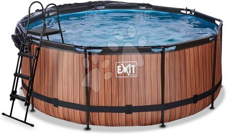 Kruhové bazény - Bazén s krytem a pískovou filtrací Wood pool Exit Toys - 4