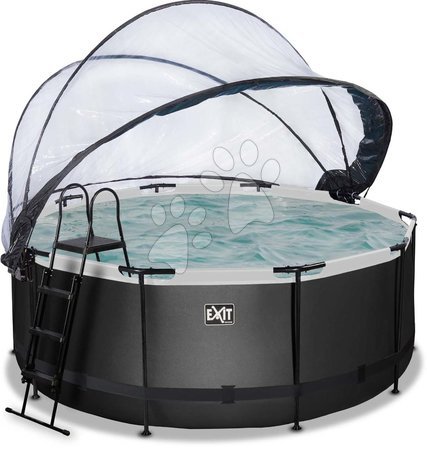 Round Swimming Pools  - EXIT Black Leather Pool ø360x122cm with sand filter pump and cover - black - 3