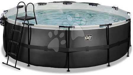 Round Swimming Pools  - EXIT Black Leather Pool ø427x122cm with sand filter pump and cover - black - 2