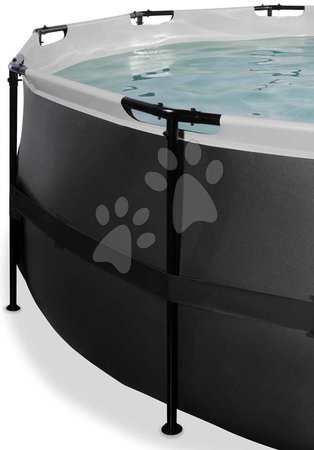 Round Swimming Pools  - EXIT Black Leather Pool ø427x122cm with sand filter pump and cover - black - 3