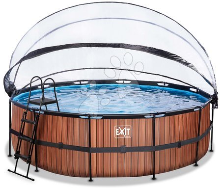 Baseny okrągłe - Basen z dachem i filtracją piaskową Wood pool Exit Toys - 3