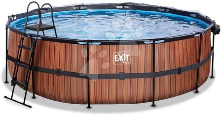 Baseny okrągłe - Basen z dachem i filtracją piaskową Wood pool Exit Toys - 4