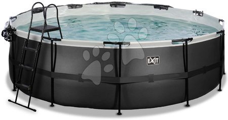 Baseny okrągłe - Basen z dachem i filtracją piaskową Black Leather pool Exit Toys - 4