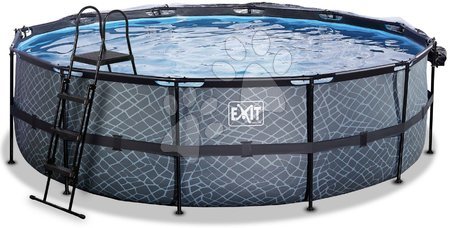 Round Swimming Pools  - EXIT Stone Pool ø488x122cm with sand filter pump and cover - grey - 4