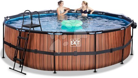 Baseny okrągłe - Basen z dachem i filtracją piaskową Wood pool Exit Toys - 2