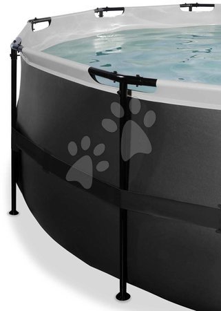 Round Swimming Pools  - EXIT Black Leather Pool ø488x122cm with sand filter pump and cover - black - 5