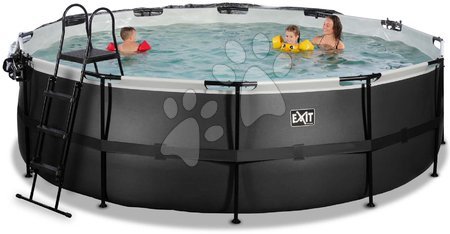 Round Swimming Pools  - EXIT Black Leather Pool ø488x122cm with sand filter pump and cover - black - 2