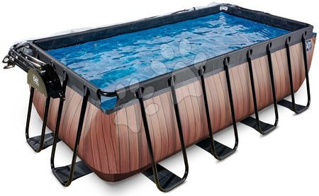 Piscine rettangolari - Piscina con copertura e filtrazione a sabbia Wood pool Exit Toys - 2