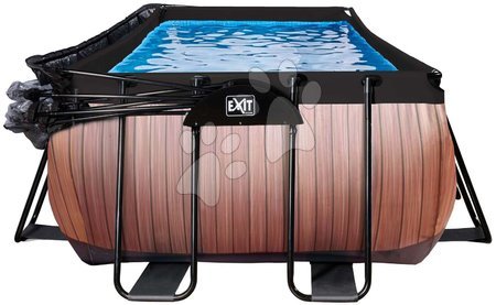 Piscine rettangolari - Piscina con copertura e filtrazione a sabbia Wood pool Exit Toys - 6