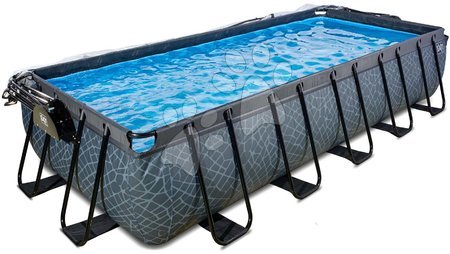 Rectangular Swimming Pools - EXIT Stone Pool 540x250x100cm with sand filter pump and cover and heat pump - grey - 3