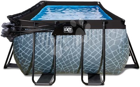 Rectangular Swimming Pools - EXIT Stone Pool 540x250x100cm with sand filter pump and cover and heat pump - grey - 6