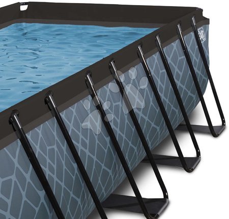 Piscine dreptunghiulare - Piscină cu prelată filtrare pentru nisip și pompă de căldură Stone pool grey Exit Toys - 7