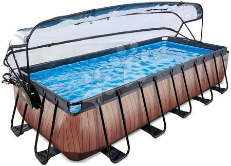 Rectangular Swimming Pools - EXIT Wood Pool 540x250x100cm with sand filter pump and cover and heat pump - brown - 2