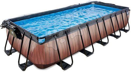 Rectangular Swimming Pools - EXIT Wood Pool 540x250x100cm with sand filter pump and cover and heat pump - brown - 3