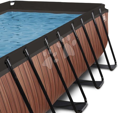 Piscine dreptunghiulare - Piscină cu prelată filtrare pentru nisip și pompă de căldură Wood pool brown Exit Toys  - 7