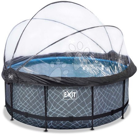 Round Swimming Pools  - EXIT Stone Pool ø360x122cm with sand filter pump and cover and heat pump - grey - 3