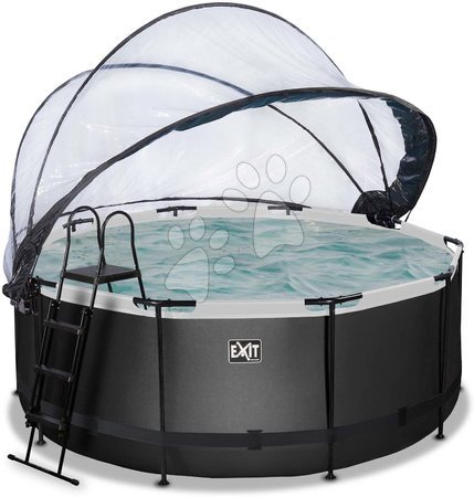 Round Swimming Pools  - EXIT Black Leather Pool ø360x122cm with sand filter pump and cover and heat pump - black - 3