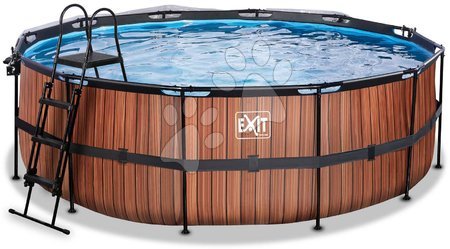 Baseny okrągłe - Basen z dachem, filtracją piaskową i pompą ciepła Wood pool Exit Toys - 4