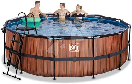 Baseny okrągłe - Basen z dachem, filtracją piaskową i pompą ciepła Wood pool Exit Toys - 2