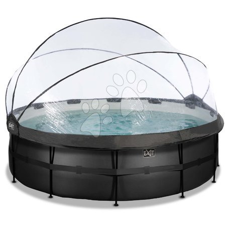 Round Swimming Pools  - EXIT Black Leather Pool ø450x122cm with sand filter pump and cover and heat pump - black - 3