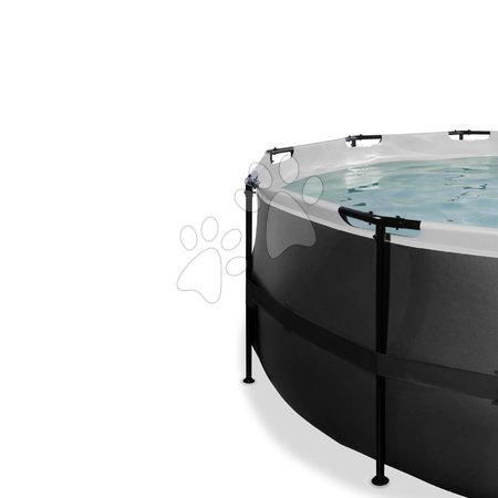 Round Swimming Pools  - EXIT Black Leather Pool ø450x122cm with sand filter pump and cover and heat pump - black - 5