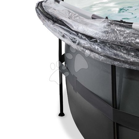 Round Swimming Pools  - EXIT Black Leather Pool ø450x122cm with sand filter pump and cover and heat pump - black - 6