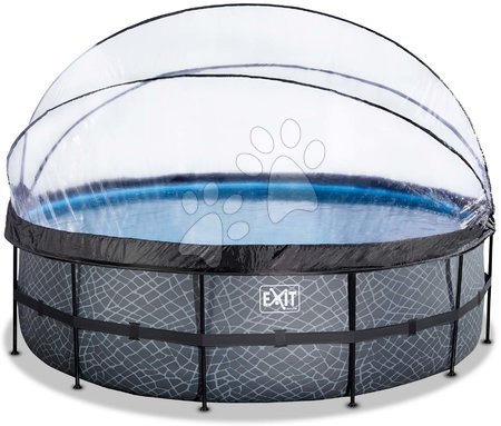 Piscine rotunde - Piscină cu prelată filtrare pentru nisip și o pompă de căldură Stone pool grey Exit Toys - 3