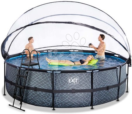 Piscine rotunde - Piscină cu prelată filtrare pentru nisip și o pompă de căldură Stone pool grey Exit Toys - 2