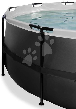 Round Swimming Pools  - EXIT Black Leather Pool ø488x122cm with sand filter pump and cover and heat pump - black - 5