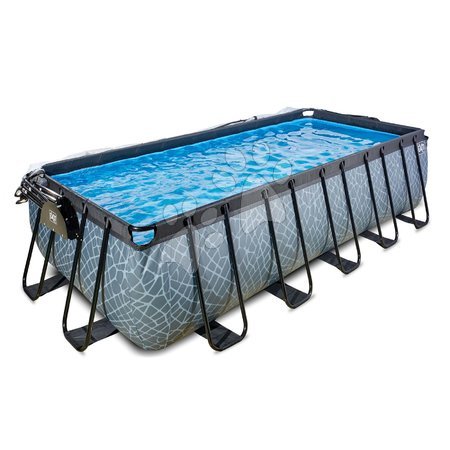 Piscines rectangulaires - La piscine avec couverture, filtration au sable et pompe à chaleur Stone Pool de la marque Exit Toys - 10