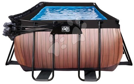 Rectangular Swimming Pools - EXIT Wood Pool 540x250x122cm with sand filter pump and cover and heat pump - brown  - 5