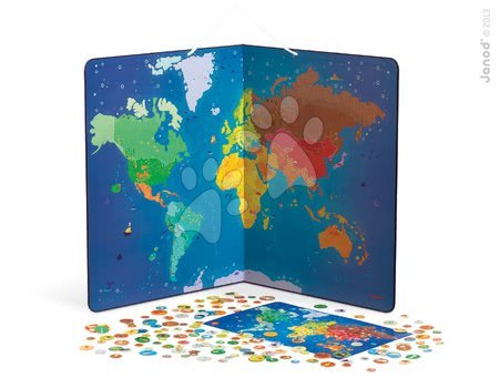 Magnetky pro děti - Magnetická mapa světa Animals Magnetic World Map Janod - 1