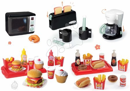 Play kitchens - Set na raňajky s kávovarom a mikrovlnka Tefal Smoby