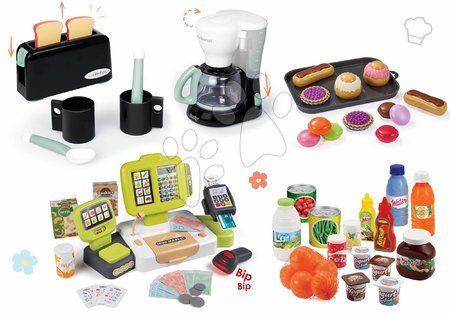 Play kitchens - Set na raňajky s kávovarom a pokladňa Tefal Smoby