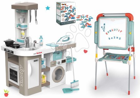 Sets de cuisine pour enfants - Cuisine électronique avec lave-linge et planche à repasser Tefal Cleaning Kitchen 360° Smoby