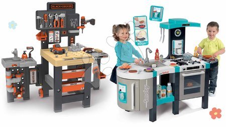 Play kitchen sets - Set kuchynka elektronická a pracovný stôl trojkrídlový Tefal French Touch Bubble Smoby