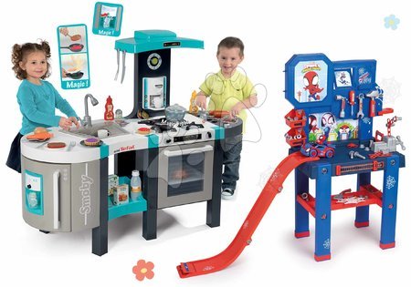 Cocinitas para niños sets - Set de cocina electrónica y taller de trabajo Spidey Tefal French Touch Bubble Smoby