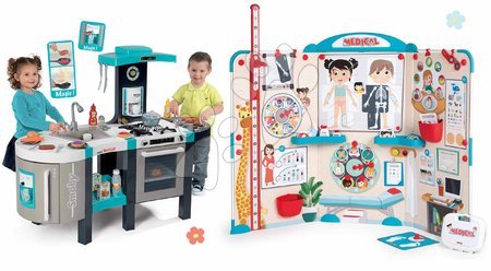 Cocinitas para niños sets - Set de cocina electrónica y consultorio médico Tefal French Touch Bubble Smoby