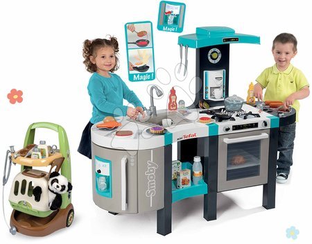 Cocinitas para niños sets - Set de cocina electrónica y carrito de veterinario con maletín Tefal French Touch Bubble Smoby