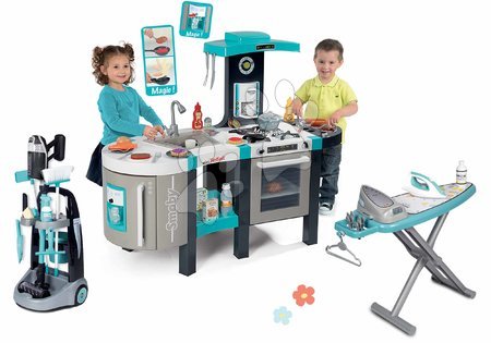 Play kitchens - Set kuchynka elektronická a žehliaca doska Tefal French Touch Bubble Smoby