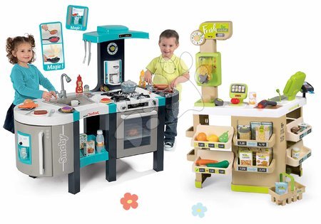 Cocinitas para niños sets - Set de cocina electrónica y tienda de productos biológicos Tefal French Touch Bubble Smoby