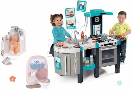 Cocinitas para niños sets - Set de cocina electrónica y baño para muñeca Tefal French Touch Bubble Smoby