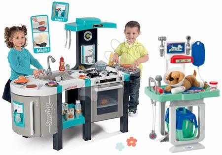 3 - 6 years - Set kuchynka elektronická a zverolekársky vozík Tefal French Touch Bubble Smoby