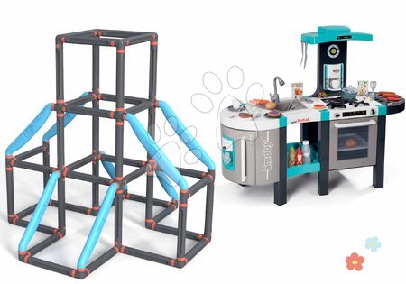 Play kitchen sets - Set kuchynka elektronická a konfigurovateľná preliezačka Tower Kraxxl Tefal Smoby