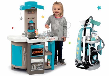 Spielküchensets - Set Tefal Opencook Bubble Smoby blaue Klappküche mit magischem Sprudeln und Kaffeemaschine