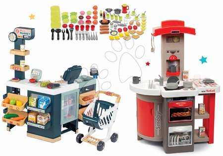 Spielküchen | Seite 6 - Set Klappküche Elektro Tefal Opencook Smoby rot mit Kaffeemaschine und Kühlschrank